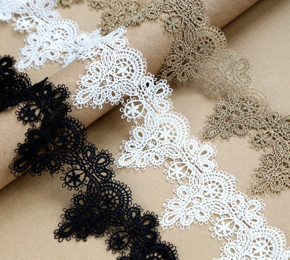 1 yard bredde: 6 cm (2,40 ") høykvalitets DIY anheng håndlaget klær blonder tilbehør vannløselig broderi blonder (SS-363)