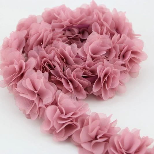(1 metr) Šifónová krajka textilie Webbing Decoration Flower Dárkové stuhy řemesla Netkané látky základna