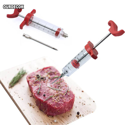 Bārbekjū BBQ instrumenti iestatiet grila šļirces virtuves piederumu mērces inžektora cepešu adatas ballītes piegādes mājas piederumus