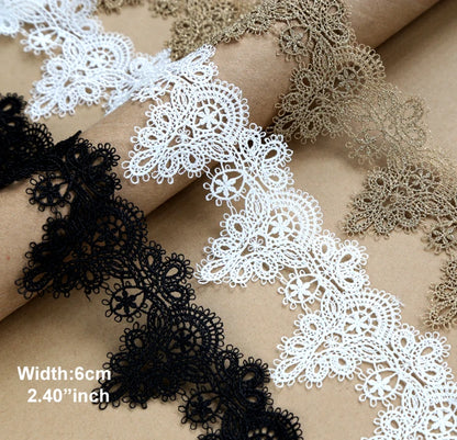 1 yard bredde: 6 cm (2,40 ") høykvalitets DIY anheng håndlaget klær blonder tilbehør vannløselig broderi blonder (SS-363)