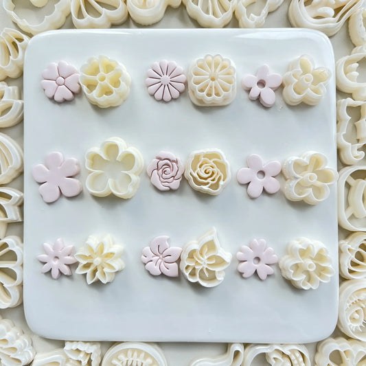 Blummen mëll Potteriary Ouerréng Polymer Clay Cutter Hollen Geometresch Muster DIY Keramic Owes Pendante Clevay Tools