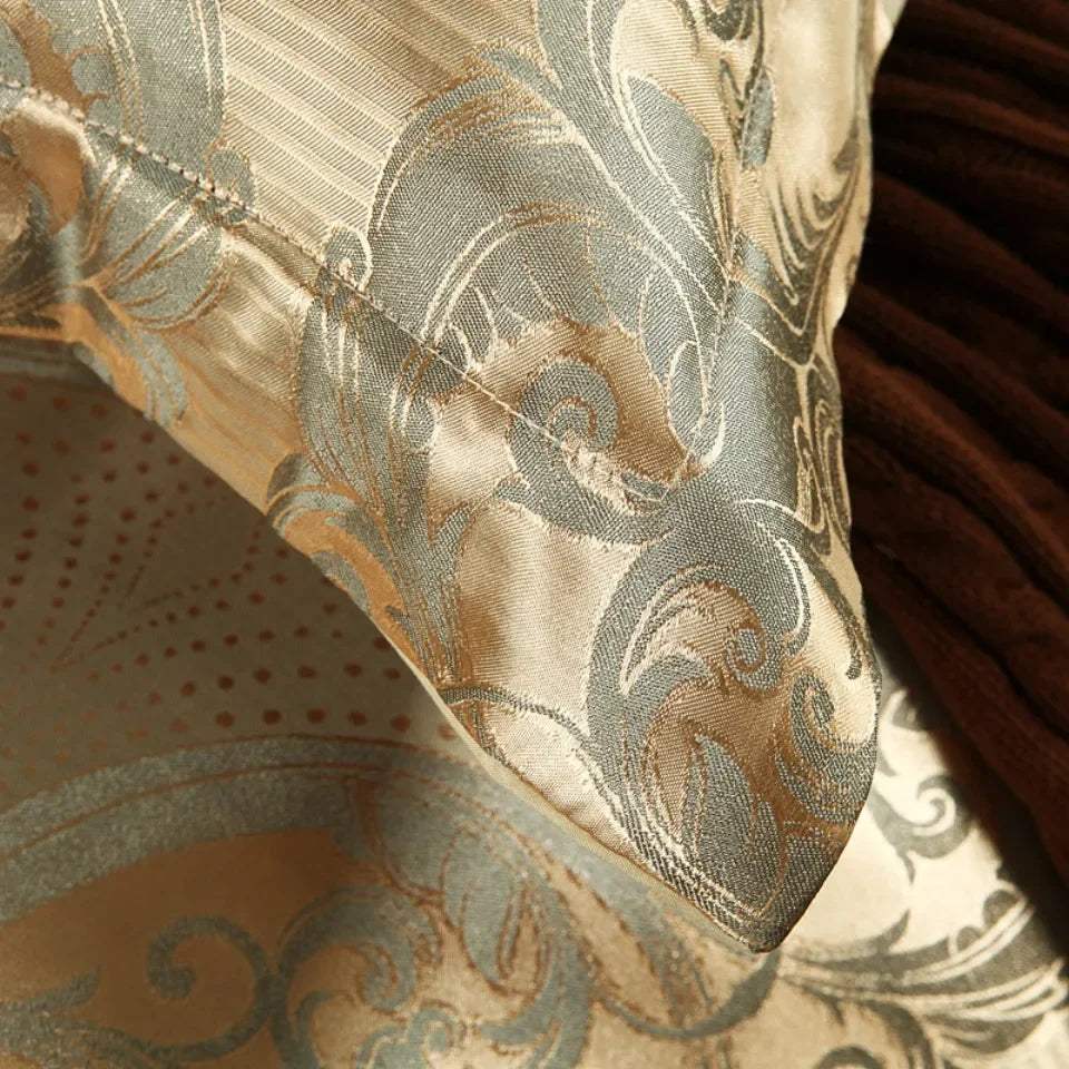 2/3pcs Luxury Jacquard Liberter Set King Size Coup de couette Fleur Golden High Quality avec 2 têtes d'oreiller （Single 1 abase d'oreiller）