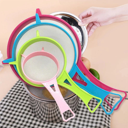 Nuevo 4pcs de plástico Filtro de malla fina Colandera de soja Tamiz de tamiz Tamiz con jugo de mango y herramienta de cocina de filtro de té