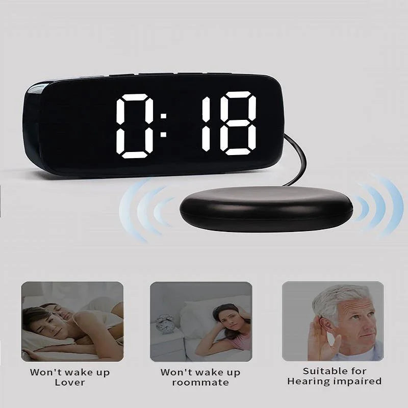 Super Loud Vibrating Alarm Clock with Bed Shaker Multifunctional Dual USB for Heavy Sleeper Deaf Hard of Hearing Snooze