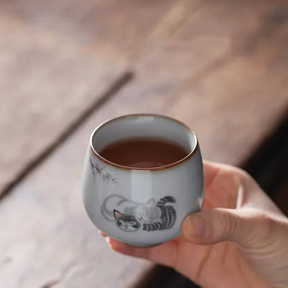 Taza de té grande de ru ru viajar a la taza de meditación personal de cerámica hecha a mano tazón de té pu'er copa maestra accesorios de té para el hogar