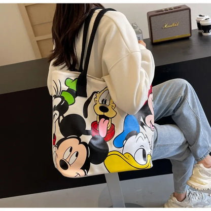 Disneycartoon Mickey Fashion všestranná largecapacity plátno ramenní taška dámské neformální všestranné kabelky studentské třídy