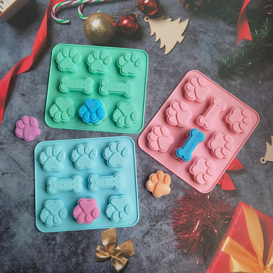 6 Holes Cat Claw Bone čokoláda Candy Silikonové plísně DIY Pudding Dezert Porma Porma Cake Decoration Insert Kitchen Pečení Nástroje