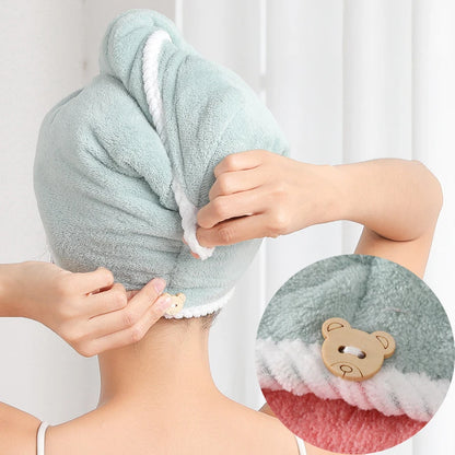 Duebel déck dréchent Hoerhandduch duebel Säiten benotzen trocken Hoer Microfi Mikrofiber Bad Hutt fir Fraen trockenhaft Lady Turban Kapp