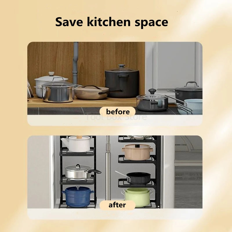 Kitchen Pot Organizer Rack Sink Shelf Multi-layer Pot Storage Rack Household Cabinet Frying Pan Organizer Bowl Shelf Holder