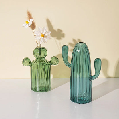 Creative New Cactus Glass Shaped Vase för växt Creative Vase Home Desktop Decor Transparent Hydroponics Plant Vase Crafts
