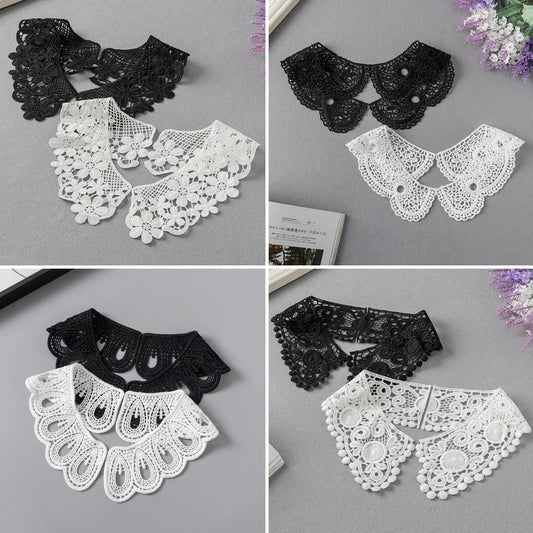 1 Pár bílý výstřih falešný límec Krajka Krajka Výšivka Carft DIY DIY DIY DECORATION