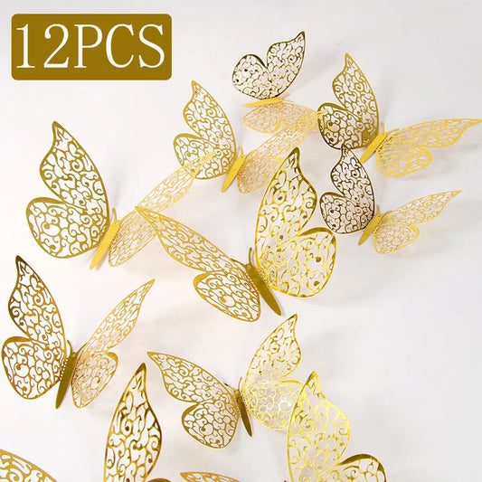 12pcs modes 3d dobs tauriņš radoša sienas uzlīme DIY sienas uzlīmēm Mūsdienu sienas mākslas mājas rotājumi DIY dāvana