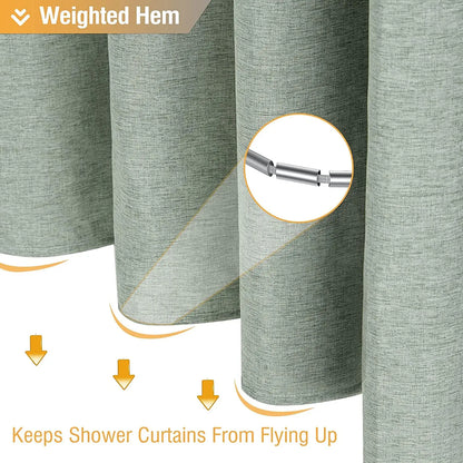 Rideau de douche de lin de luxe avec crochets en métal argenté salle de bain imperméable en tissu épais rideaux de bain baignoire grand couvercle de bain