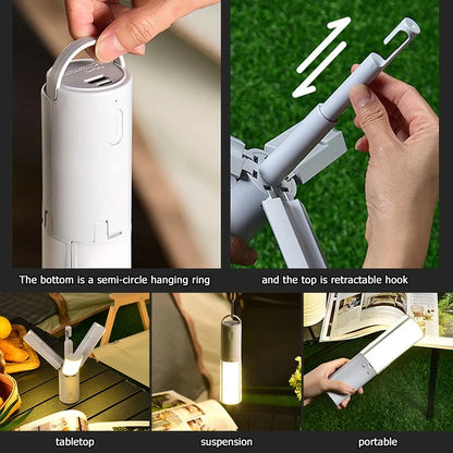 Ausklappen Outdoor Camping portable opluedbar héich Kapazitéit Noutlamplamphlight Haithaft hänkend Liichtmann