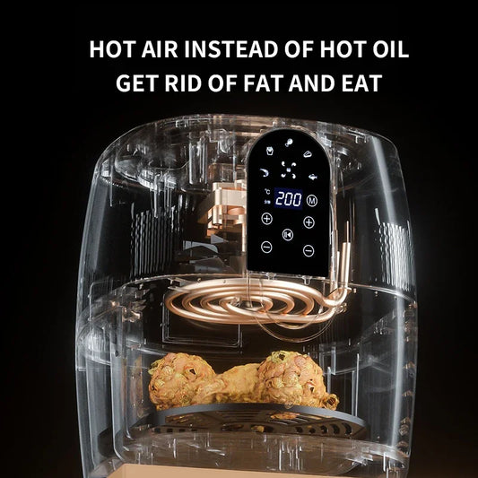 4.5l 6L Smart Electy Electric Air Fryer grouss Kapazitéit automatesch Hausdéiersoft 360 ° Baken Runenscreen ouni Ueleg