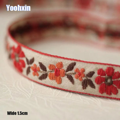 1,5 cm bred varm bomull beige broderi blonder stoff