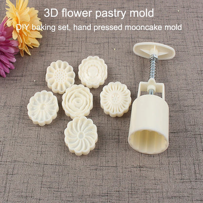 Mooncake Mold Set, 6 stykker 50 g mønster tæt