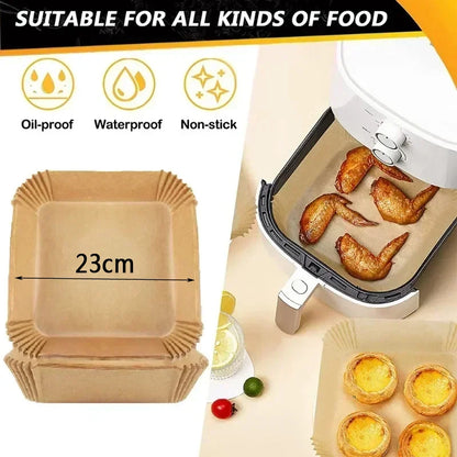 Air Fryer 50/100pcs Bakeware Manote per carta usa e getta materassino a prova di olio mappeto antiaderente per forno da cucina da forno