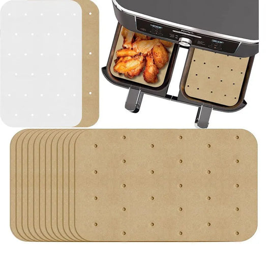 100pcs vzduchový fritémový olej absorbující papír pro pečení kuchyňského potravinového oleje oproti oboustranné silikonové olejové papíře nepřilnavá rohož parního podložka podložka