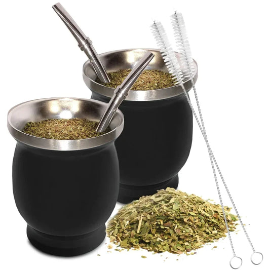 230 ml Yerba Mate Cup Set in acciaio inossidabile include tè per la casa a doppia pulizia della spazzola da tè per la casa