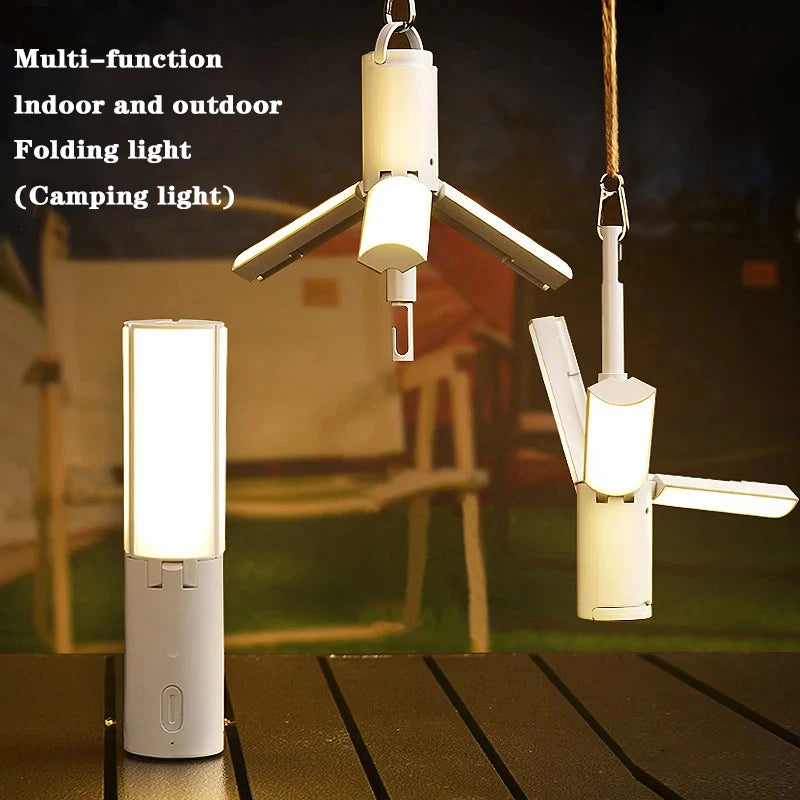 Ausklappen Outdoor Camping portable opluedbar héich Kapazitéit Noutlamplamphlight Haithaft hänkend Liichtmann