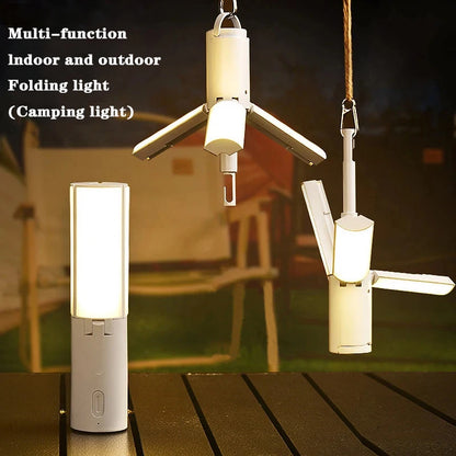 Ausklappen Outdoor Camping portable opluedbar héich Kapazitéit Noutlamplamphlight Haithaft hänkend Liichtmann