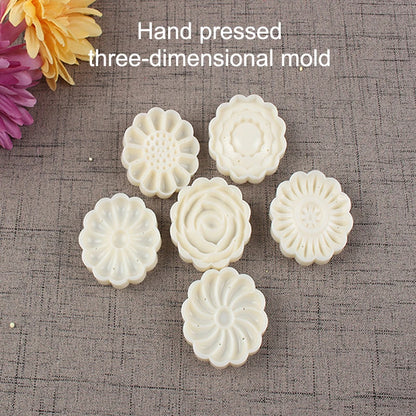 Mooncake Mold Set, 6 stykker 50 g mønster tæt