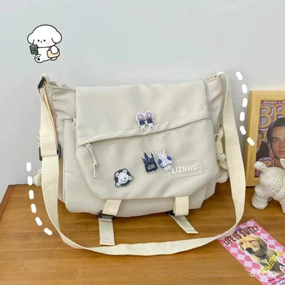 Messenger Bag Japanese Handbags School Korean Single Shoulder Girl Student Hong Kong Style Retro stor kapasitet Postmann Kvinners