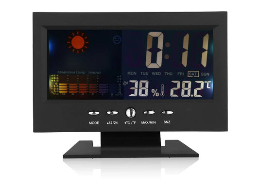 5-in-1 LED digitālā modinātāja kalendāra laika apstākļu displeja termometra mitruma monitors ar atlikšanas funkcijām