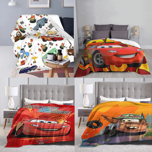 D'Liewen ass en Autobunne Blëtz McQueen Decken Velvet Drécken Autoen atemothable Super waarm witzegen Ofdréck fir d'Bett Couch plauscht