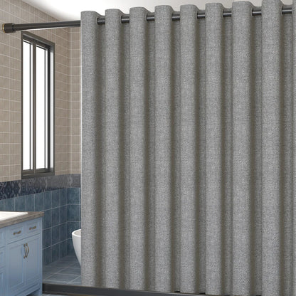 Imitation en lin rideau de douche avec grands anneaux salle de bain imperméable en tissu épais rideaux de bain baignoire grande couverture de bain moderne