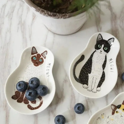 Ceramic Seasoning Dish Japanese Tableware Kitten Soy Sauce Dish Dipping Saucer Plate Home Kitchen Supplies Dropshipping