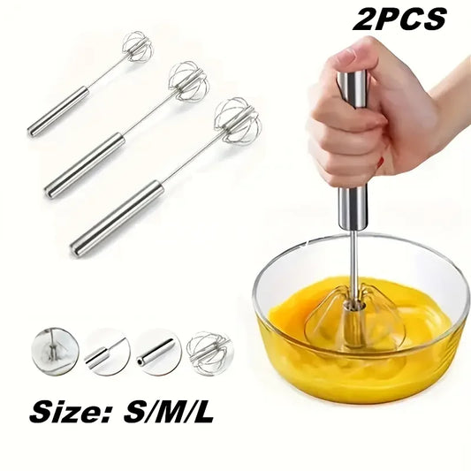 Battitore di uova semi-automatico 304 in acciaio inossidabile Whisk manuale miscelatore a mano auto-girare l'uovo Accessori per cucina utensili per uova