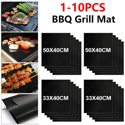 1-10pcs churrasco churrasqueira tapete antiaderente de tapete de cozimento reutilizável Mate de churrasqueira resistente ao calor