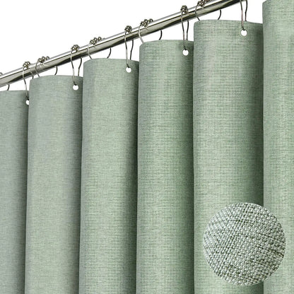 Rideau de douche de lin de luxe avec crochets en métal argenté salle de bain imperméable en tissu épais rideaux de bain baignoire grand couvercle de bain
