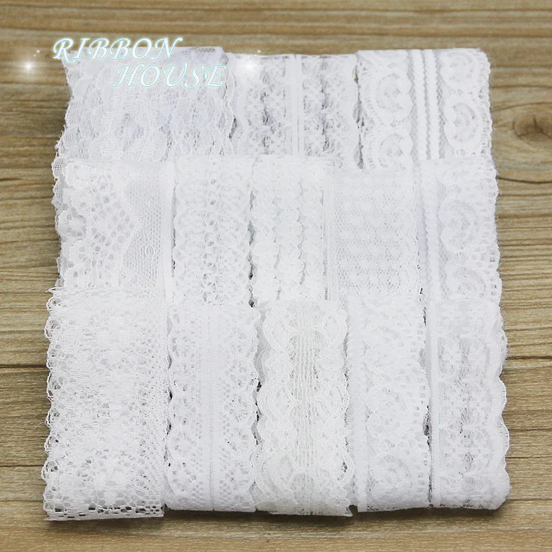 (10 krajkových/lot) bílá textilie Webbing Dekorace Krásné dárkové balicí materiál Stužky mix