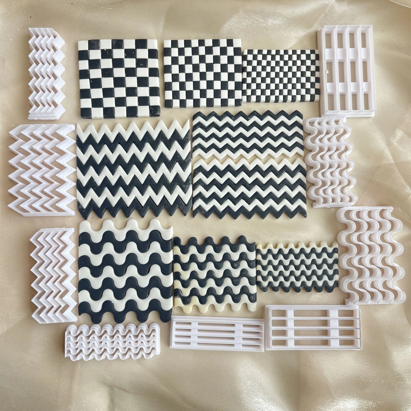 Stampanti polimeri a scacchiera stampi argillosi per cutter argilla ceramica fai -da -te orecchini gioielli pressati strumenti di ceramica