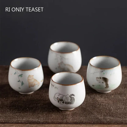 Taza de té grande de ru ru viajar a la taza de meditación personal de cerámica hecha a mano tazón de té pu'er copa maestra accesorios de té para el hogar