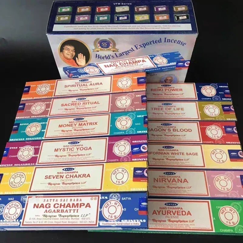 Collezione di incenso indiano 5box Nag Champa Sticchi fatti a mano con sei gusti che rinfrescano gli aromi medicinali per la meditazione domestica
