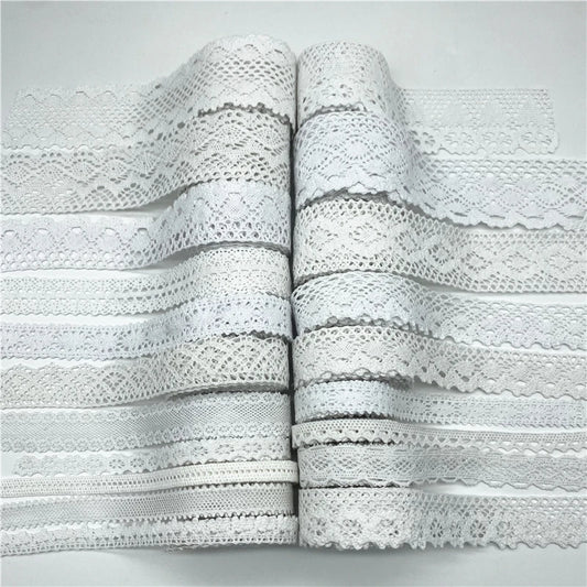 10 mm-50 mm 2yards balts 100%kokvilnas mežģīņu lente apģērbu šujamam