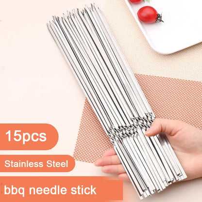 10/15 % roestvrijstalen barbecue spies spies herbruikbare BBQ Kebab spiesjes voor camping voor buitenkamperen kookgereedschap