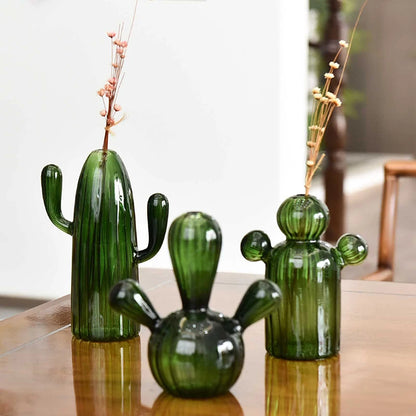 Creative New Cactus Glass Shaped Vase för växt Creative Vase Home Desktop Decor Transparent Hydroponics Plant Vase Crafts