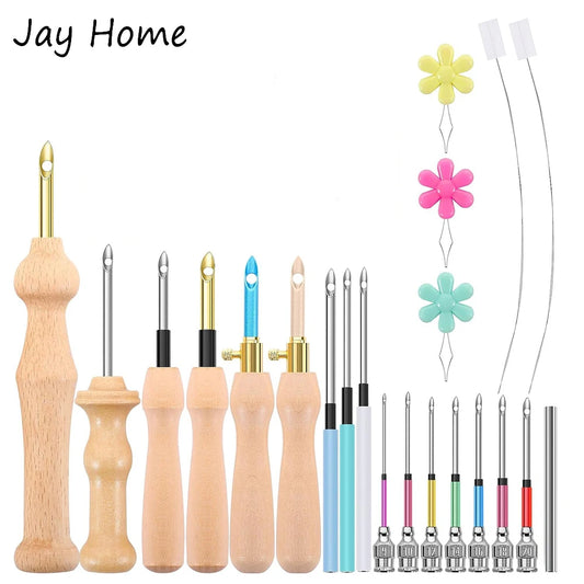 13pcs Kit da ago per punzonatura da ricamo cuciture in legno Strumento di aggancio del tappeto da ricamo per abbellimento artigianale fai -da -te.