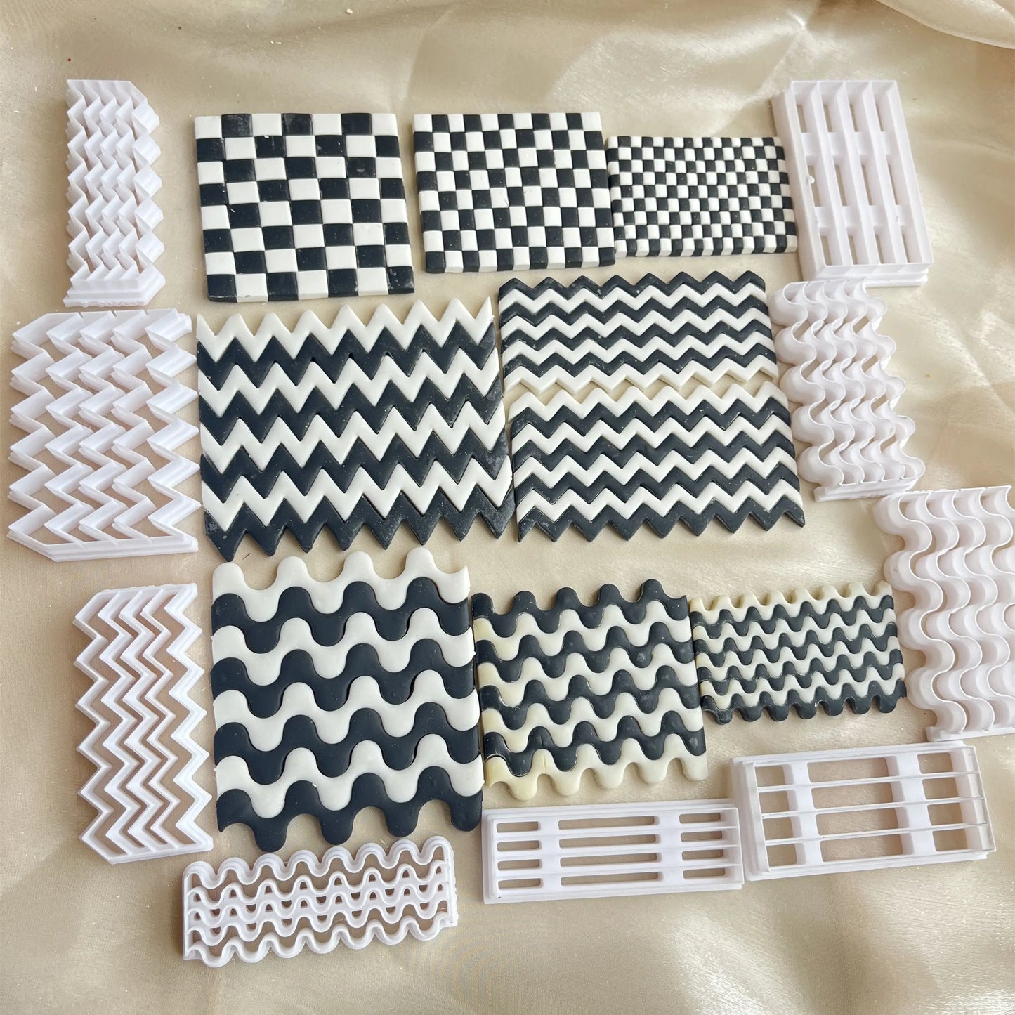 Stampanti polimeri a scacchiera stampi argillosi per cutter argilla ceramica fai -da -te orecchini gioielli pressati strumenti di ceramica