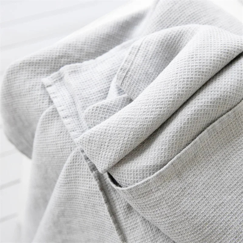 Pure 100%Linen Bath Towel Stone Washed Soft Lightweight Travel Towel Waffle Weave Quick Dry Natural Flax Thin Towel for Bath Gym