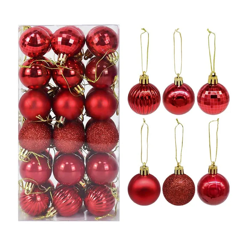 1Box ​​Коледни топки Коледно дърво Орнаменти Топка Xmas висящи дървесни висулки Начало парти декор 2023 Нова година подарък Noel Navidad