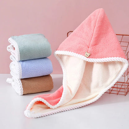 Duebel déck dréchent Hoerhandduch duebel Säiten benotzen trocken Hoer Microfi Mikrofiber Bad Hutt fir Fraen trockenhaft Lady Turban Kapp