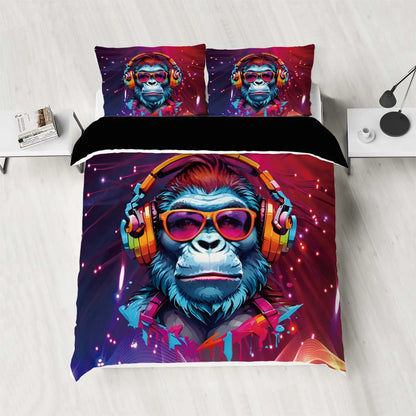90gsm matte polyester bedding 3-piece set, skin friendly, warm, comfortable, 1 duvet cover+2 pillowcases, creative digital print
