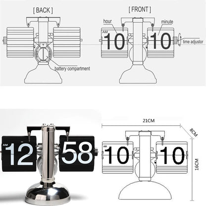 Relógio de mesa digital Escala automática Retro Slip sobre os relógios da mesa Flip de aço inoxidável engrenagem interna Operação de mesa de mesa Operado Relógio