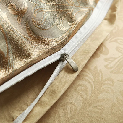 2/3pcs Luxury Jacquard Liberter Set King Size Coup de couette Fleur Golden High Quality avec 2 têtes d'oreiller （Single 1 abase d'oreiller）